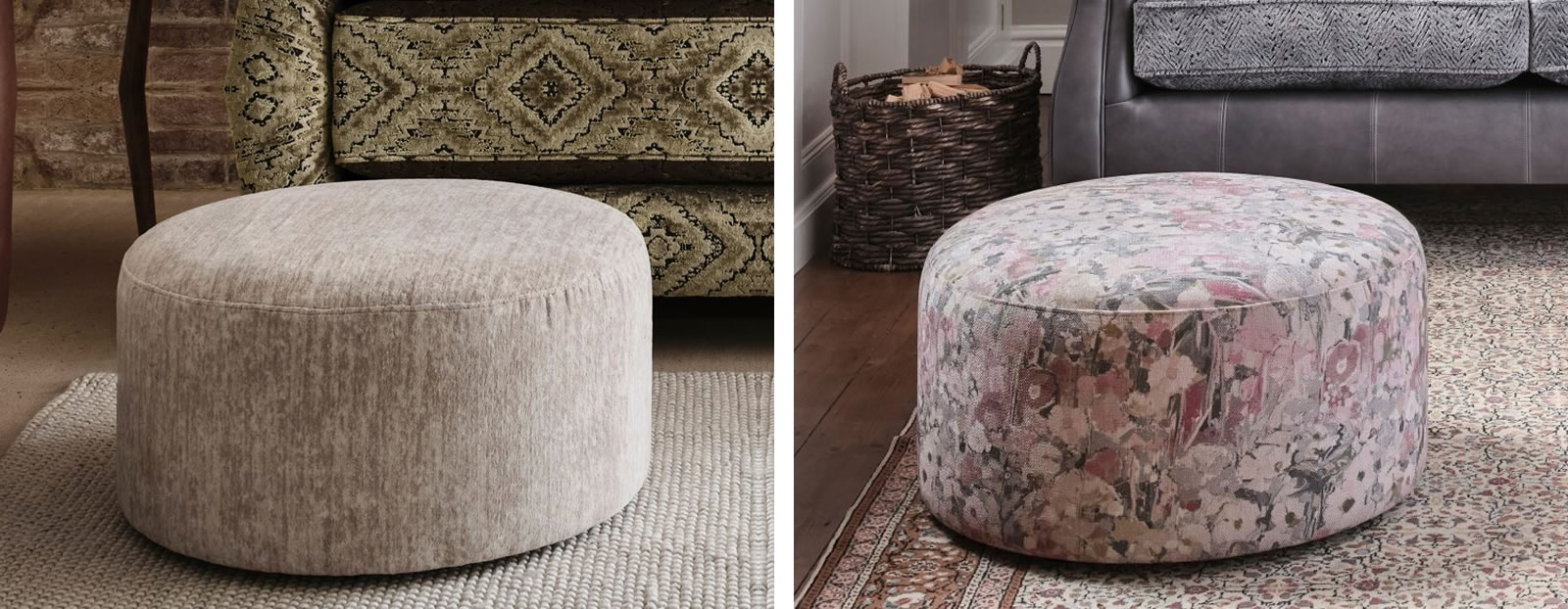 Parker Knoll Tall Fabric Footstool Roomset